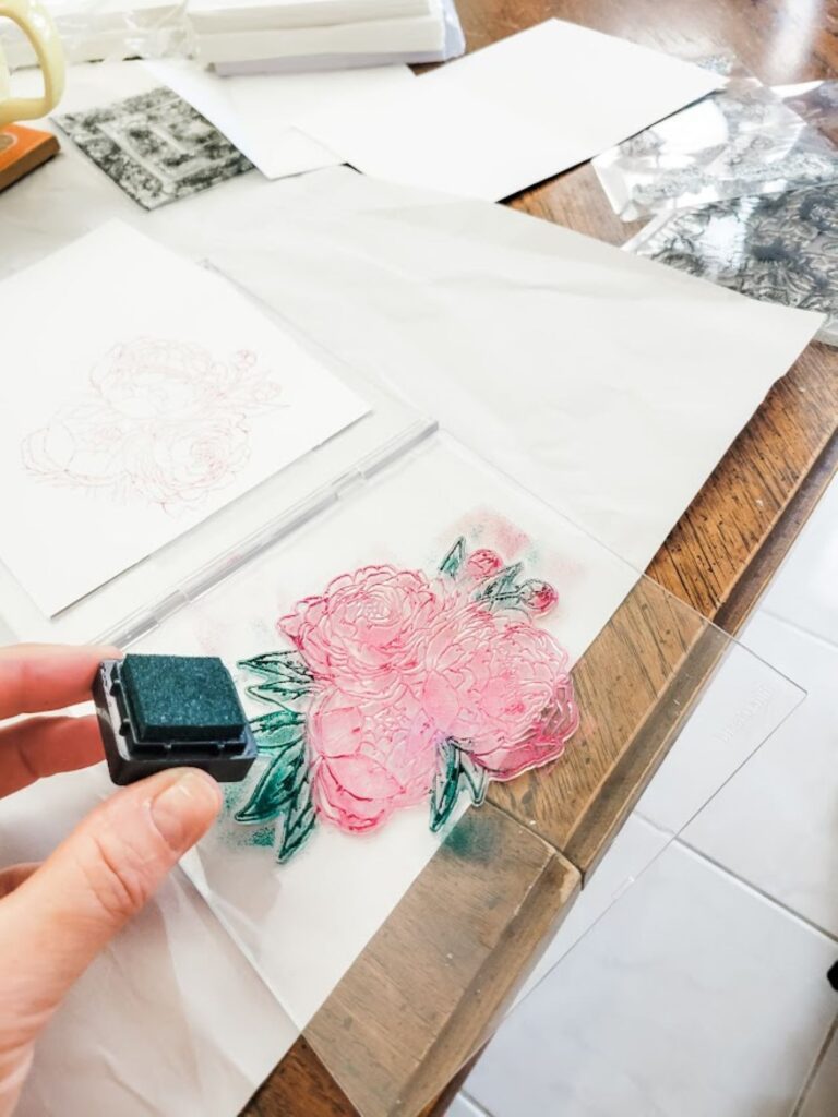 applying-green-ink-for-the-leaves