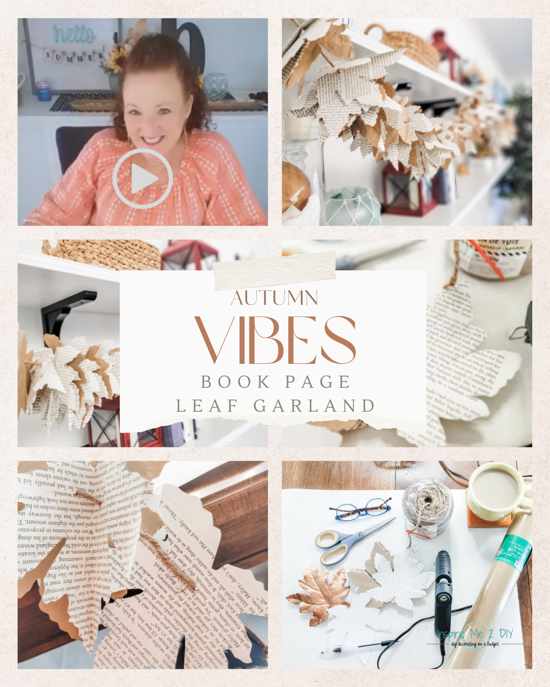 collage of 6 photos of fall decor