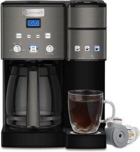 Cuisinart SS-15BKSP1-Coffee-Center-12-Cup-Coffeemaker-and-Single-Serve-Brewer-with 3-Serving-Sizes:-6oz,--10oz-and-12oz,-Black/Stainless-Steel