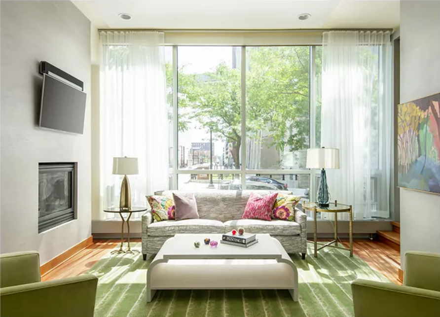 green monochromatic bedroom