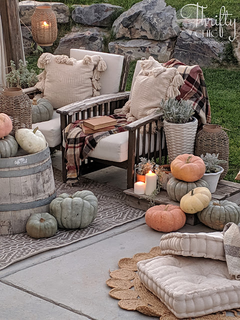 patio with fall decor