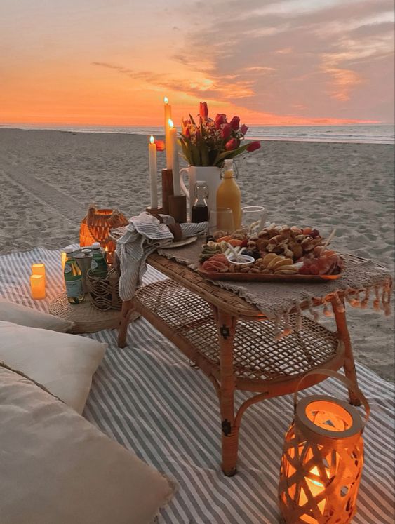 picnic setup on the beach
