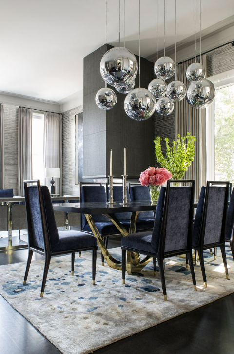 black and gray modern dining room