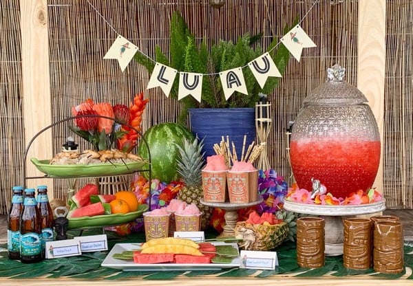 luau party food setup