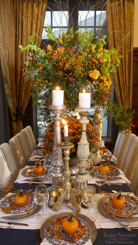 elegant tablescape with lit candles