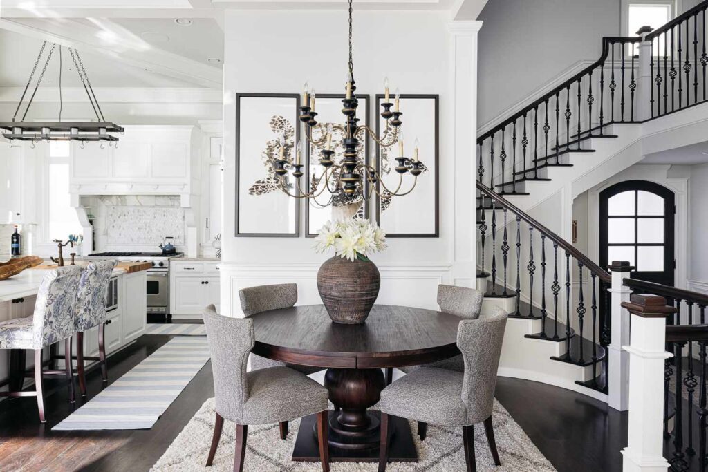 black and white dining room