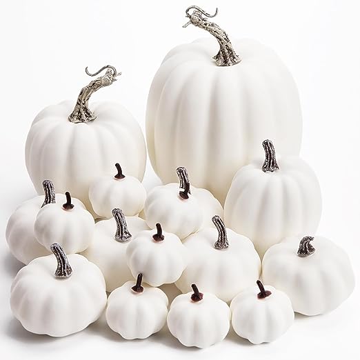 grouping of white pumpkins