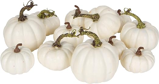 grouping of white pumpkins