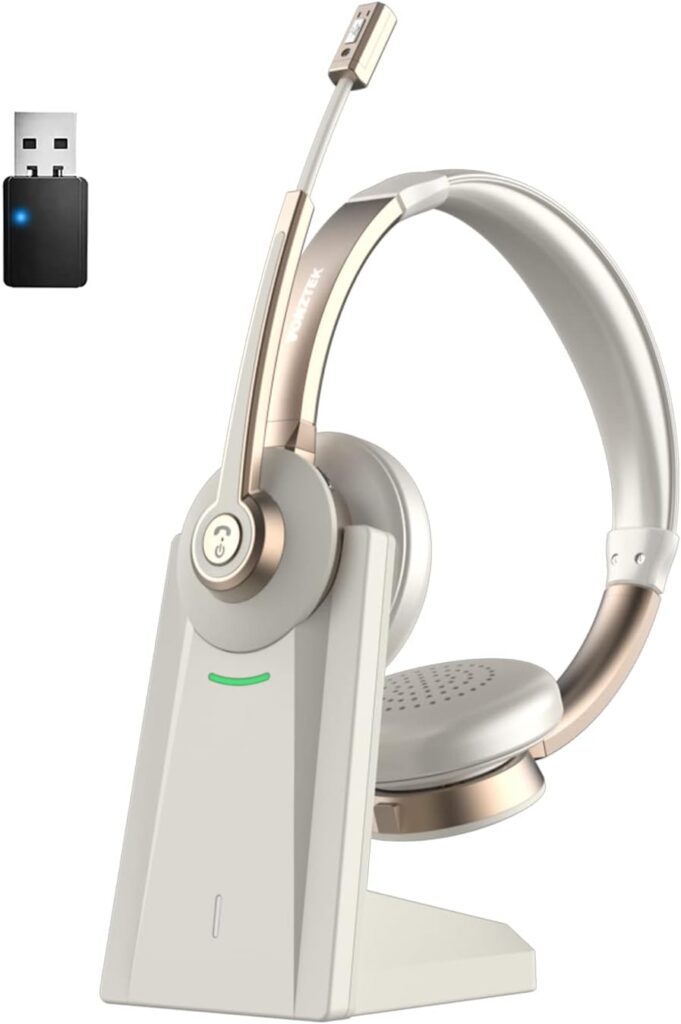 silver Bluetooth headset