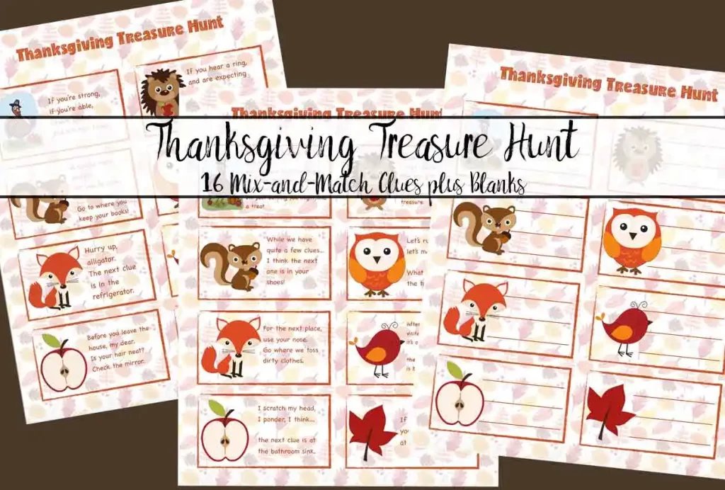 thanksgiving treasure hunt cards