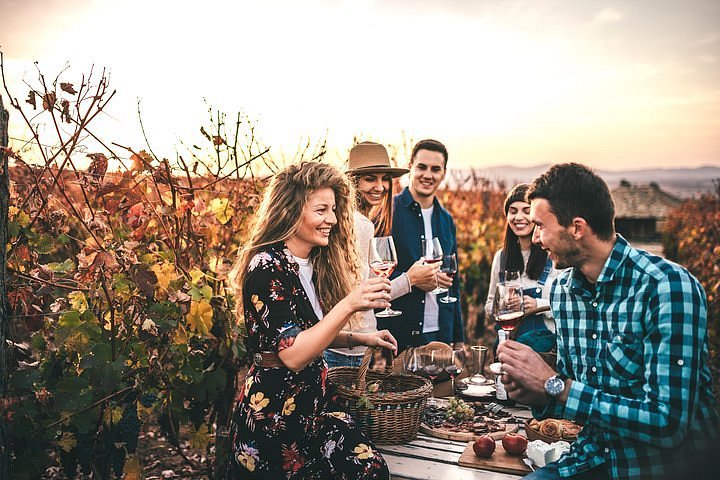 people tasting wine