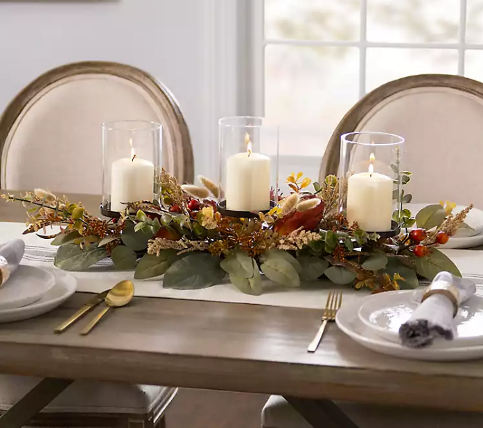 fall-inspired tablescape with candles