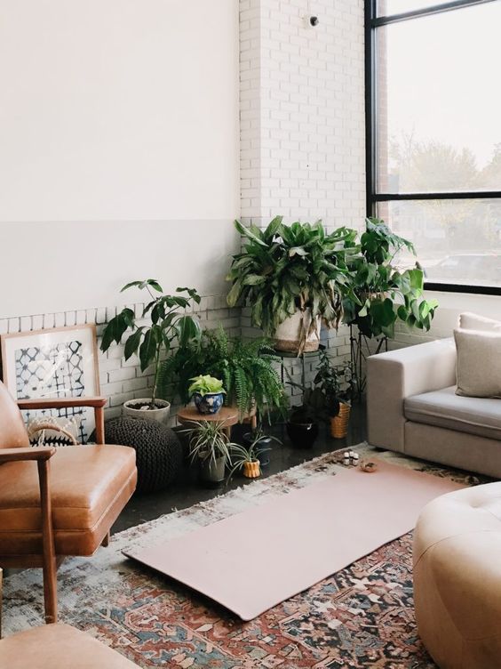 yoga nook with plants