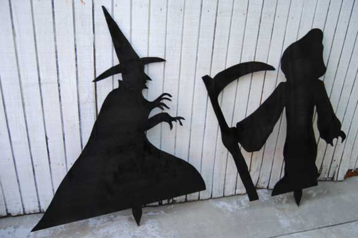 witch and grim reaper woodensilhouettes