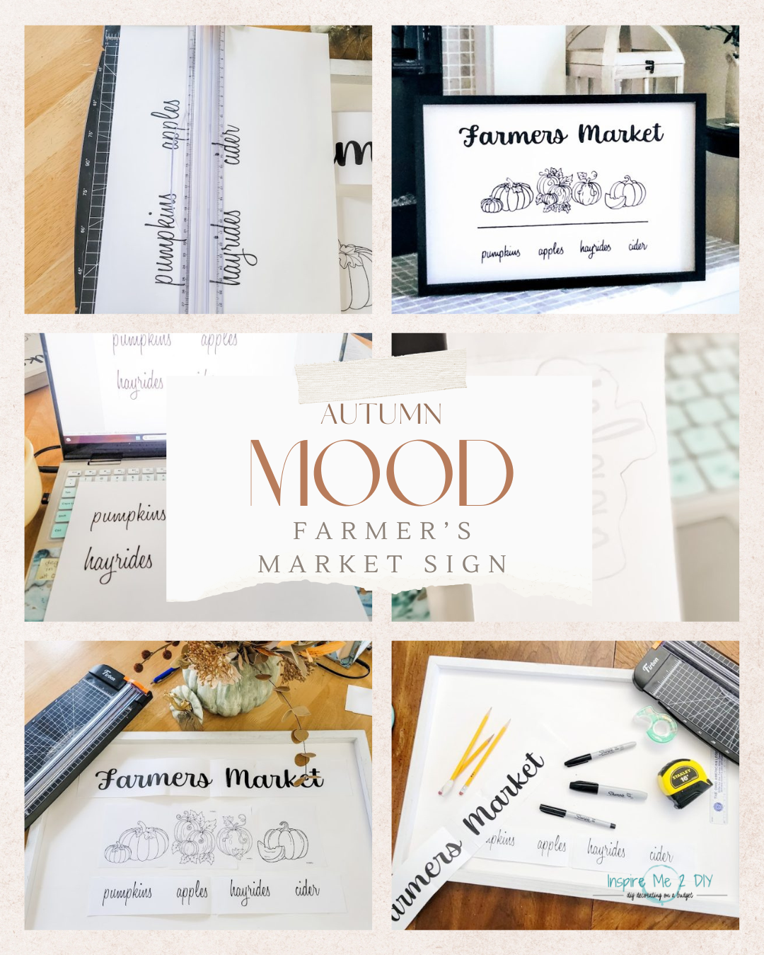 collage of 6 photos of farmer's market sign craft