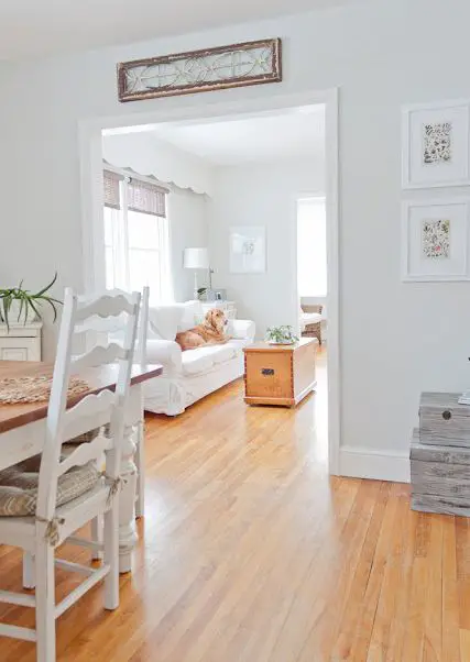 white dining room and living room