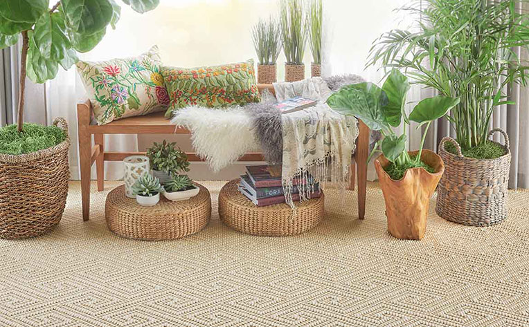 wicker elements on the floor under a wood bench 10 relaxing tips to reduce stress in your home