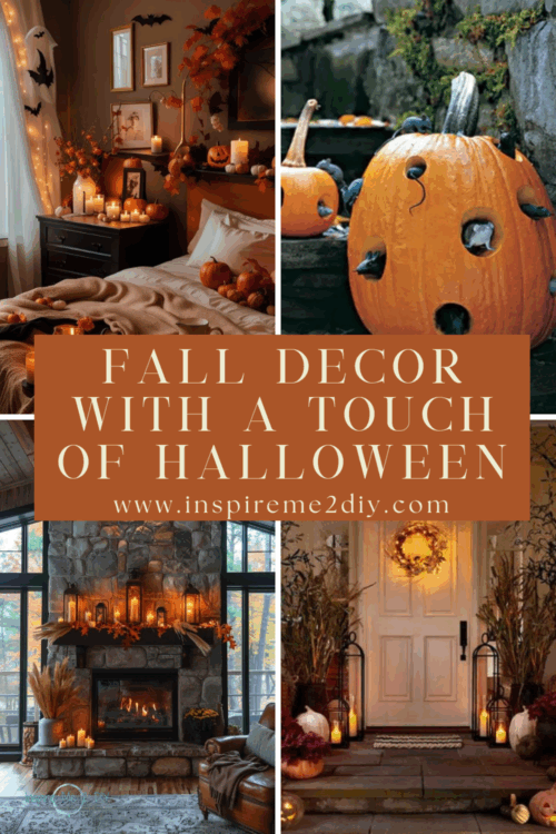 A collage of photos for fall decor with a touch of Halloween