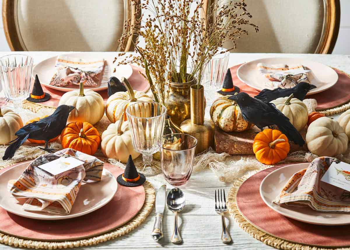 fall decor with a touch of Halloween