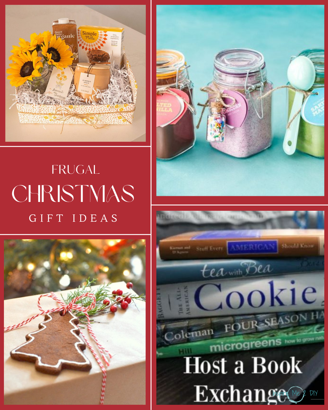 collage of 4 photos of frugal Christmas gift ideas