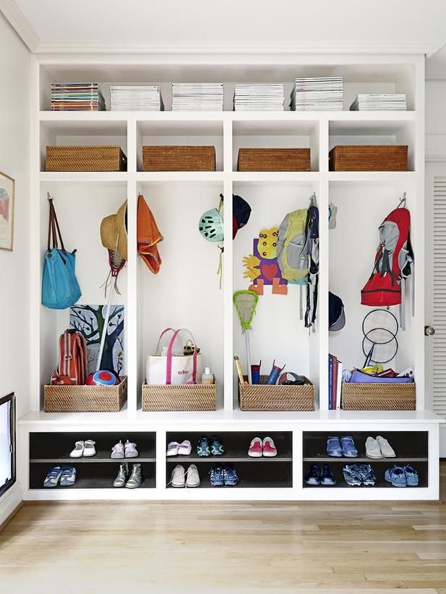 organized storage lockers in a mud room daily habits for an organized home