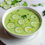 a bowl of chilled cucumber soup spring family dinners