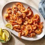 a plate of grilled shrimp spring family dinners
