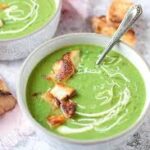 a bowl of pea and mint soup