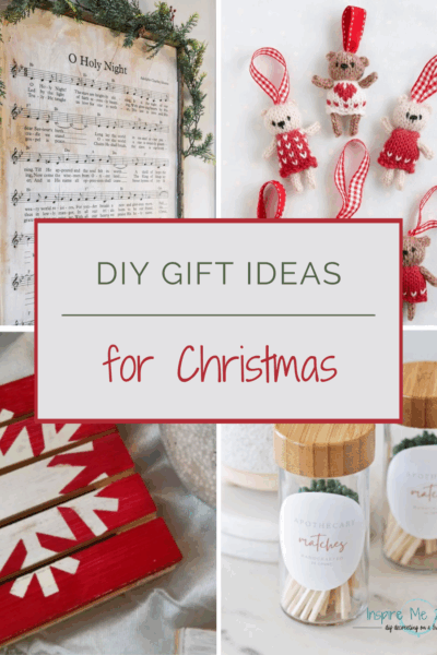 title page for DIY Christmas gift ideas with 4 different pictures of crafts