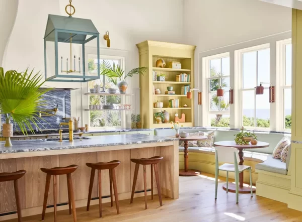 cheerful kitchen decor with yellow and green accents