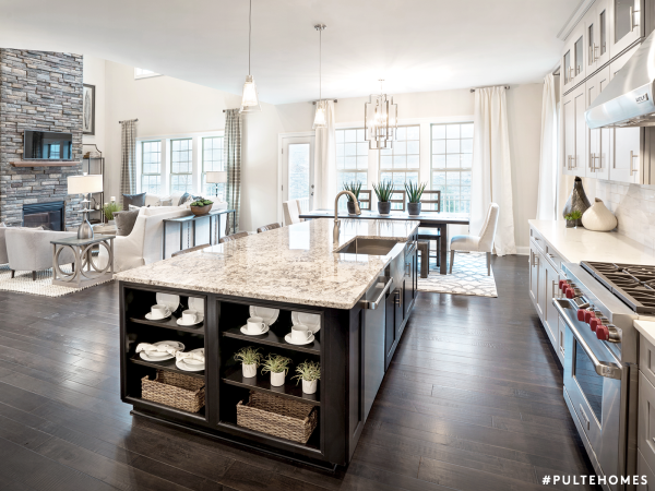 kitchen with large countertop and dark floors your perfect kitchen island