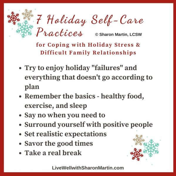 a list of 7 holiday health care practices
