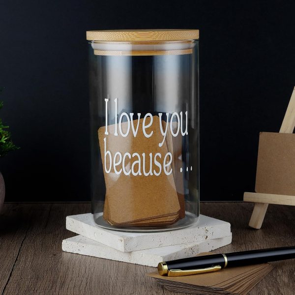 a jar with "I love you because" written on it make Valentine's Day special this year