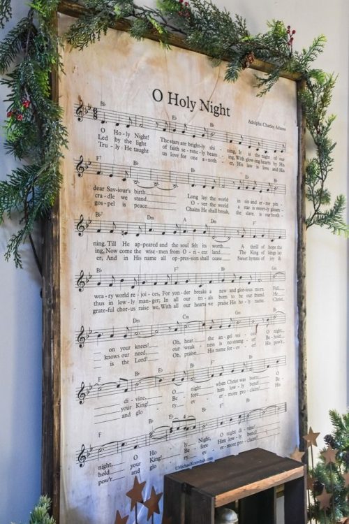 a framed copy of o holy night sheet music DIY Christmas gift ideas