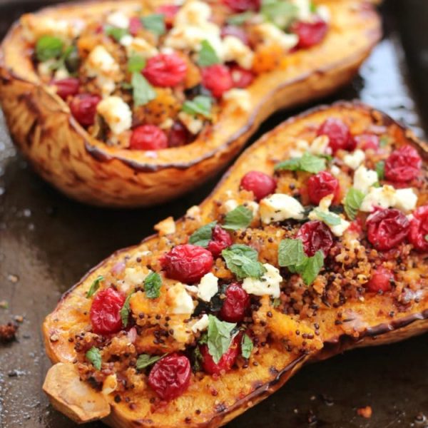 2 stuffed butternut squash