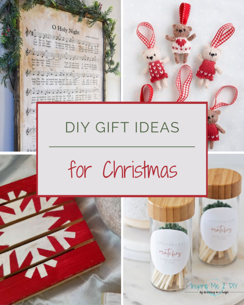 title page for DIY Christmas gift ideas with 4 different pictures of crafts