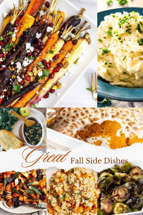 collage of 7 photos of great fall side dishes