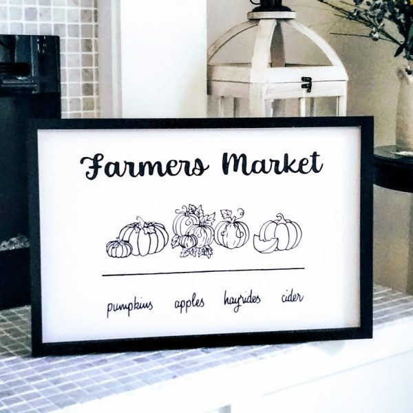 Farmers market sign with black frame