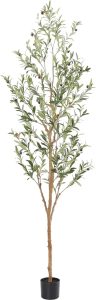 faux olive tree in a small pot on a white background