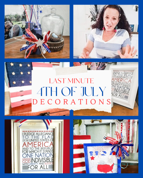 collage of 6 photos of last minute 4th of July decorations