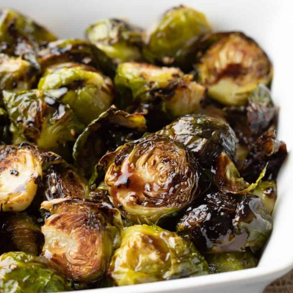 a dish of roasted brussel sprouts great fall side dishes