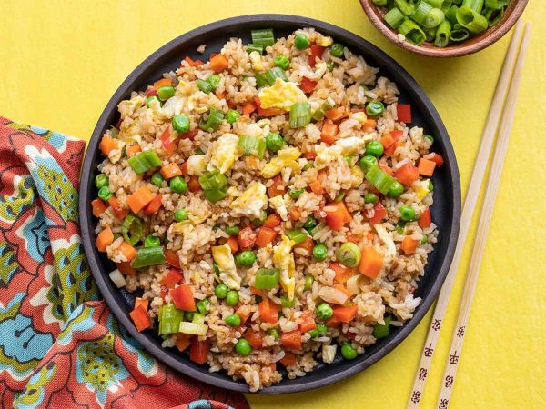 a skillet of vegetable fried rice make dinner when your fridge is running low