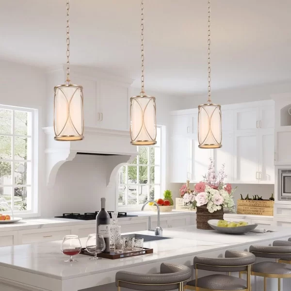 white kitchen with gold pendant lighting your perfect kitchen island