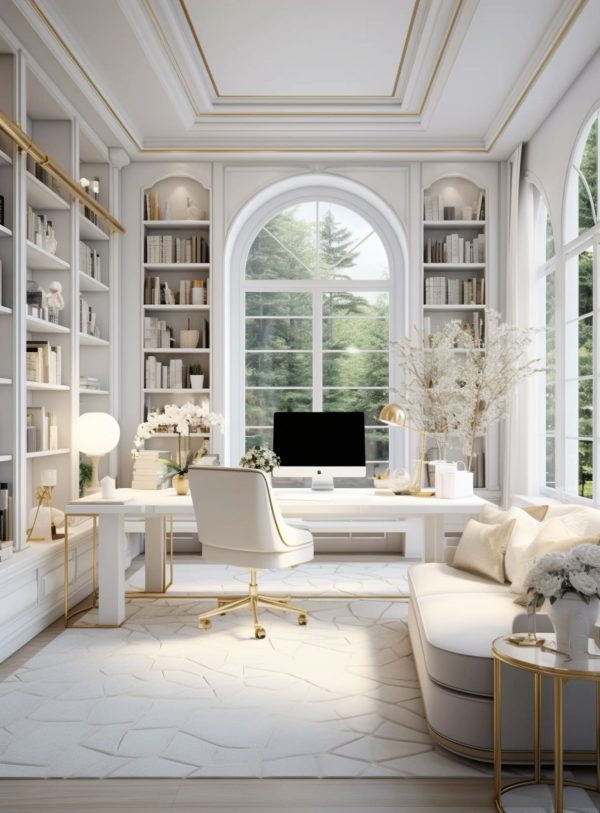 large all white office with large window