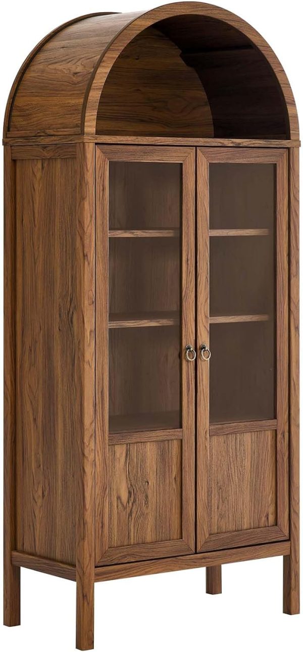 arched wooden cabinet with doors