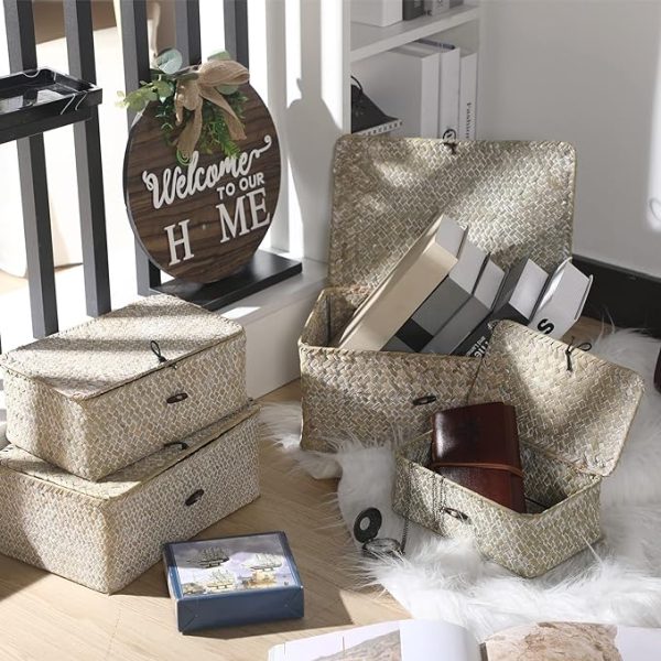 a set of 4 decorative wicker storage boxes hide the ugly in your home