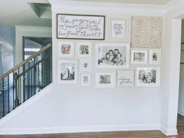 White wall with many pictures