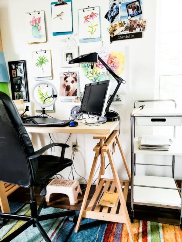 art studio with a drafting table