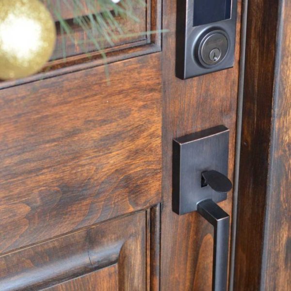 Wood door with security lock