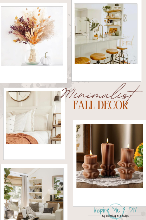 collage of 5 photos of minimalist fall decor
